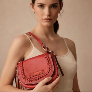 The Bridge Firenze Leather Crossbody Bag Red Italian Designer